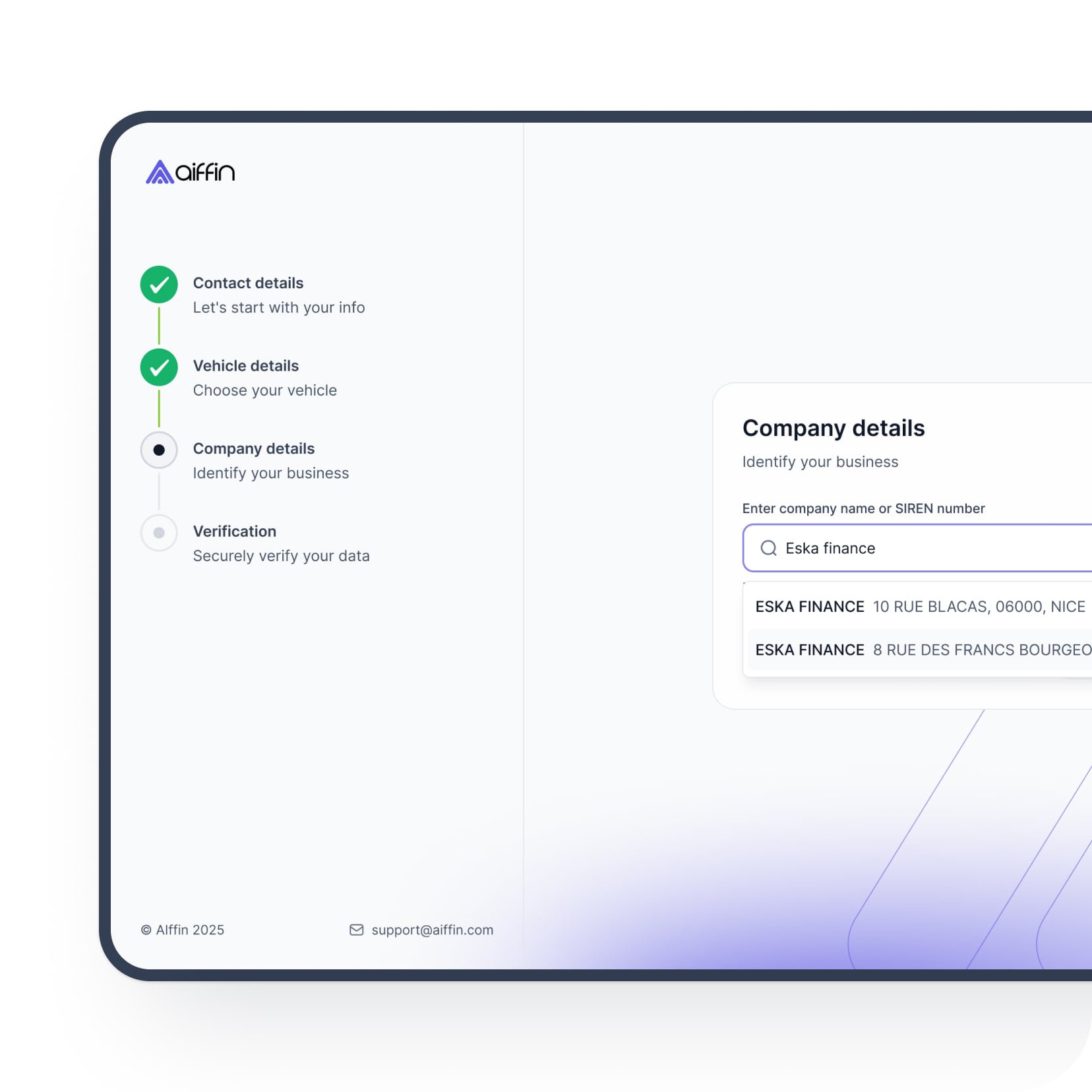 Vérification de l'entreprise
